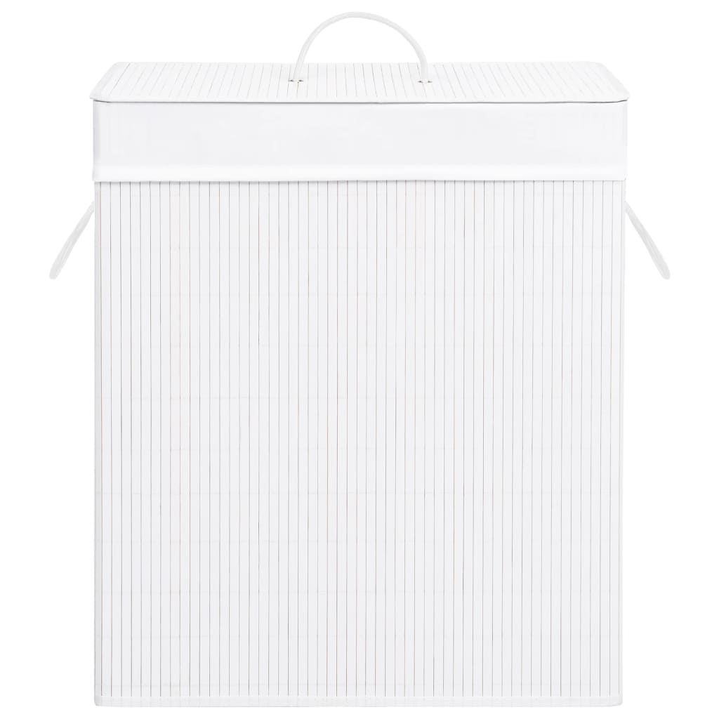 Wasmand met 2 vakken 100 L bamboe wit