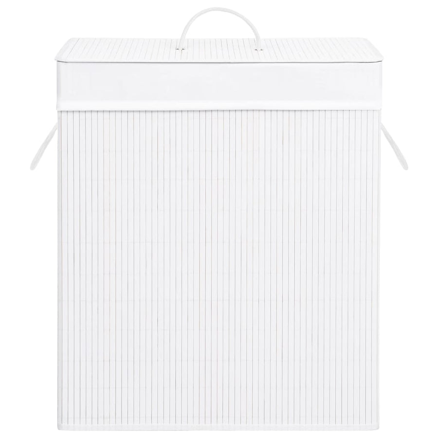Wasmand met 2 vakken 100 L bamboe wit