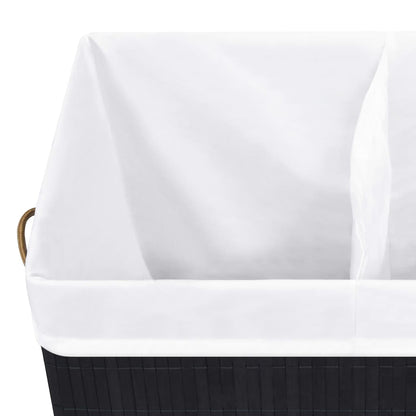 Wasmand met 2 vakken 100 L bamboe zwart