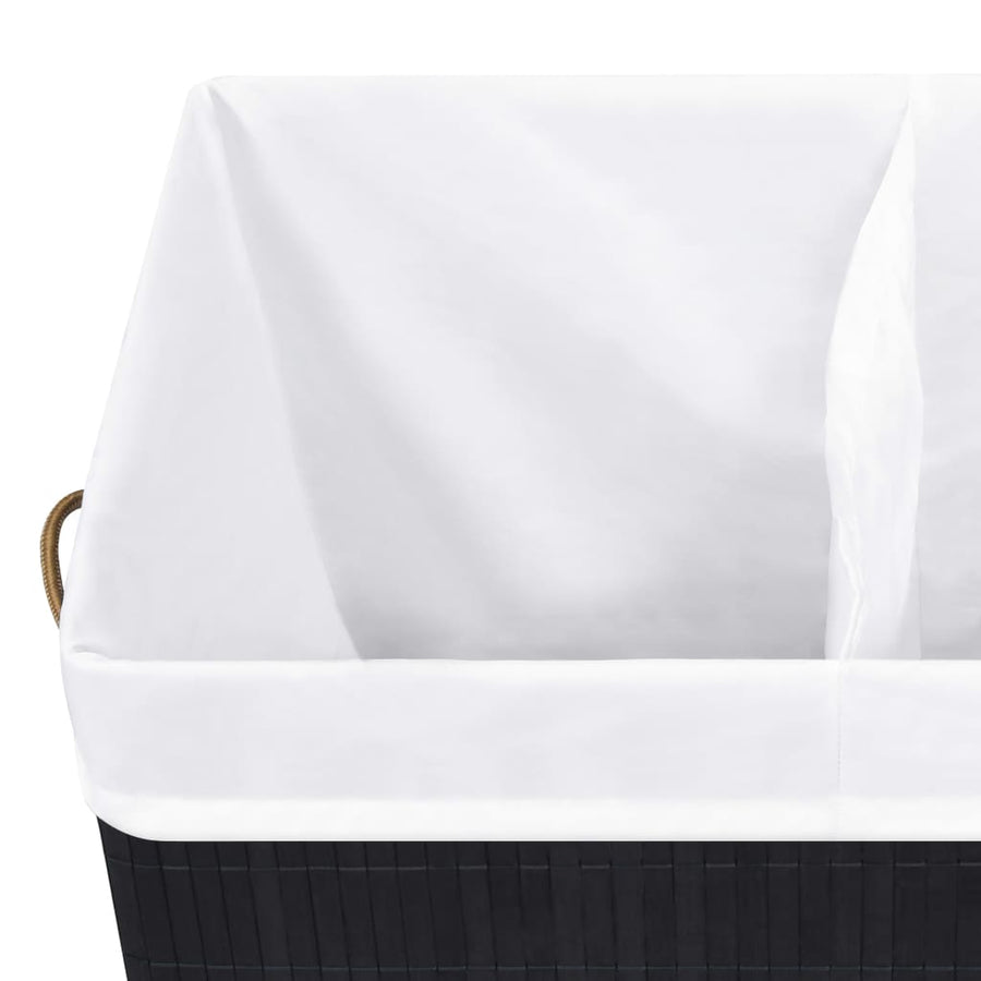 Wasmand met 2 vakken 100 L bamboe zwart