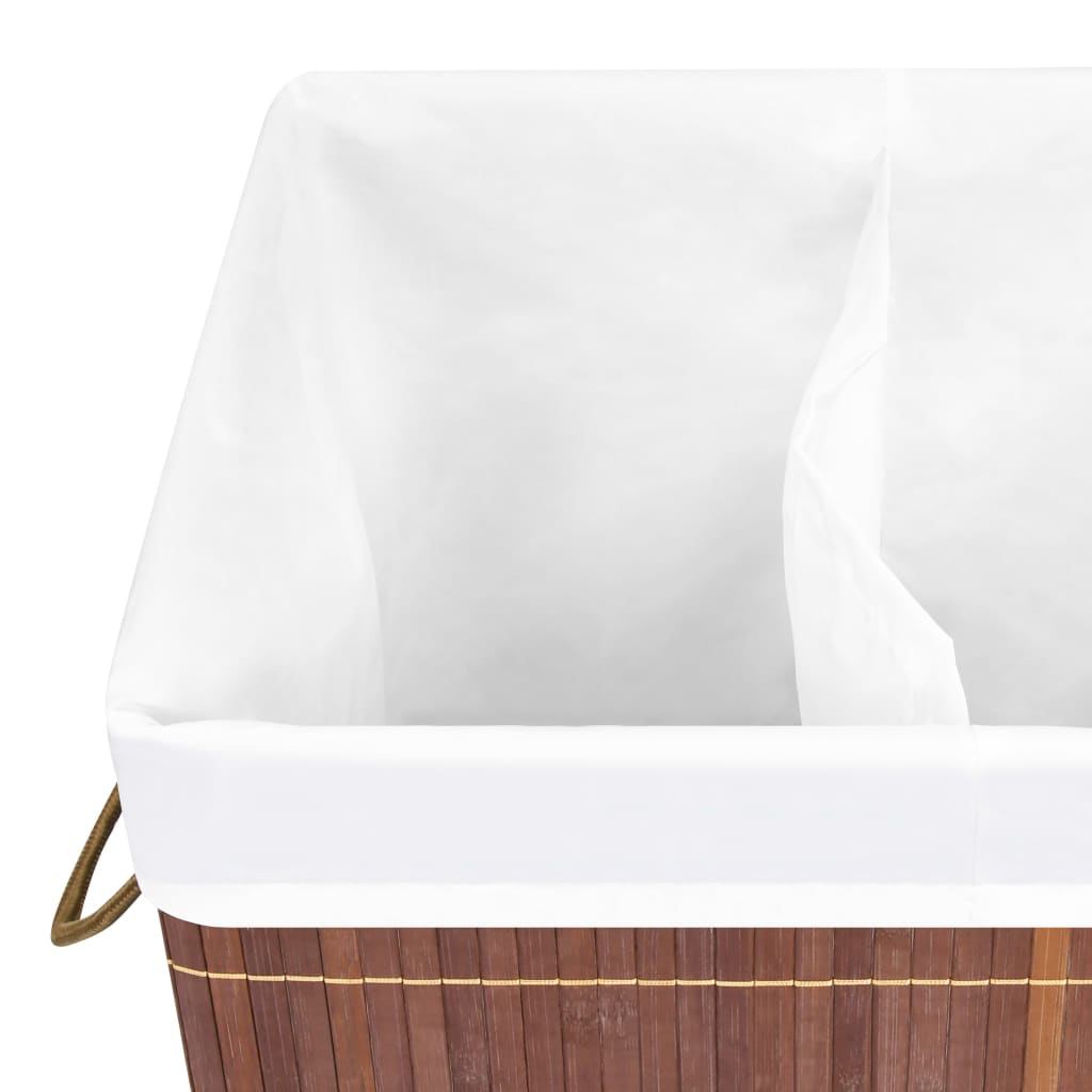 Wasmand met 2 vakken 72 L bamboe bruin