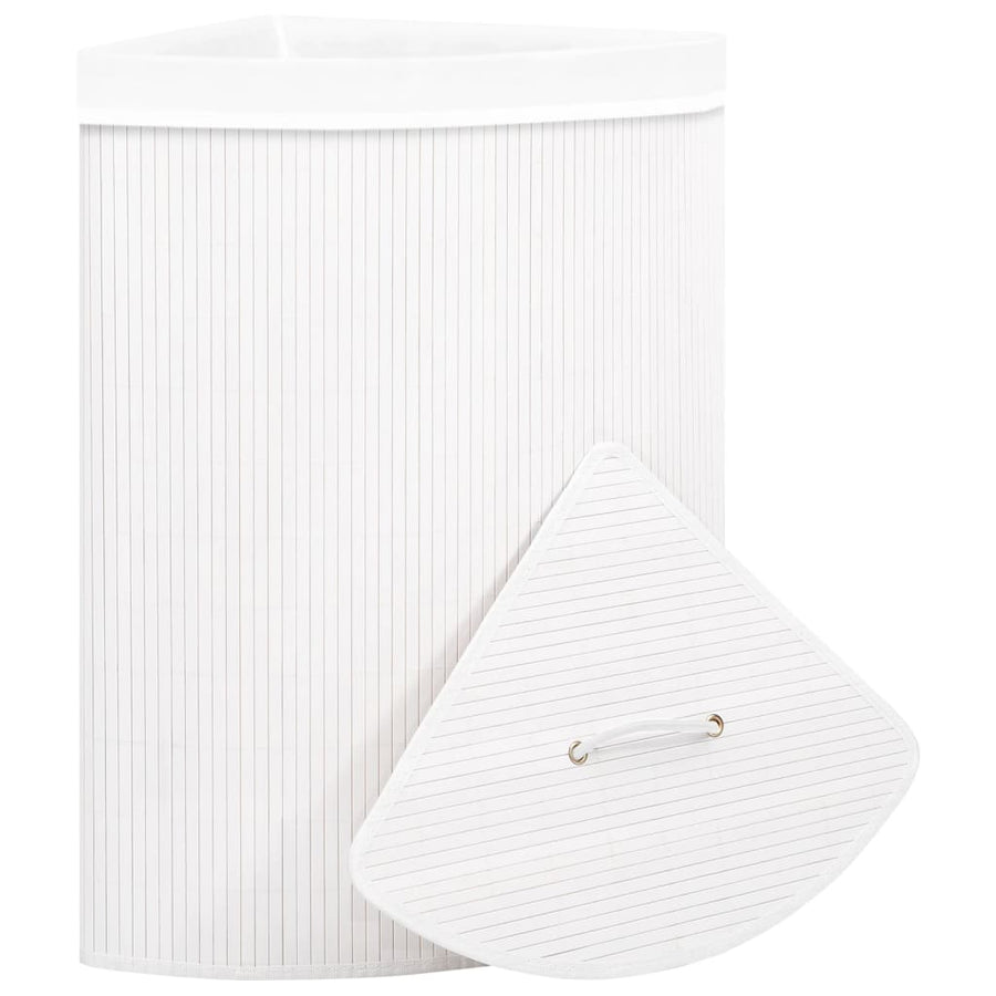 Hoekwasmand 60 L bamboe wit