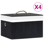 Storage boxes 4 pcs bamboo black