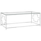 Salontafel roestvrij staal glas zilverkleurig
