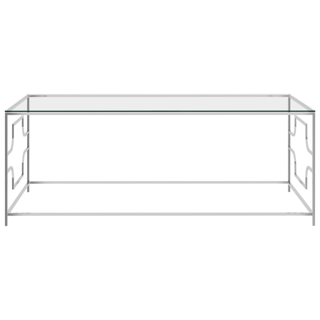 Salontafel Roestvrij Staal En Glas Zilverkleurig