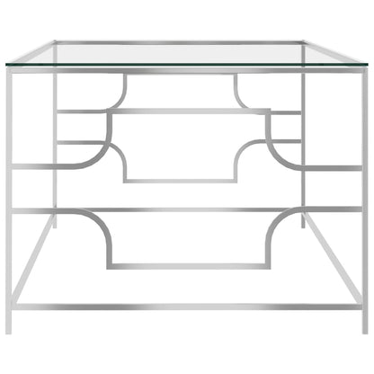 Salontafel Roestvrij Staal En Glas Zilverkleurig