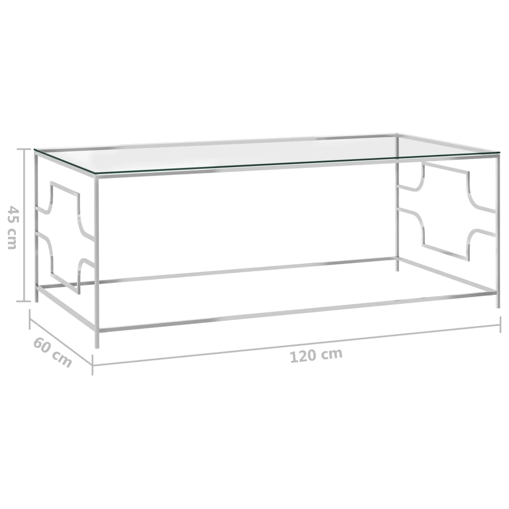 Salontafel Roestvrij Staal En Glas Zilverkleurig