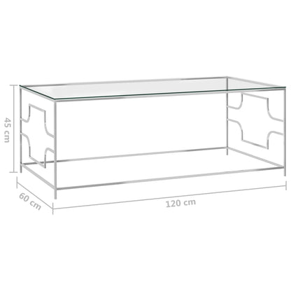 Salontafel Roestvrij Staal En Glas Zilverkleurig