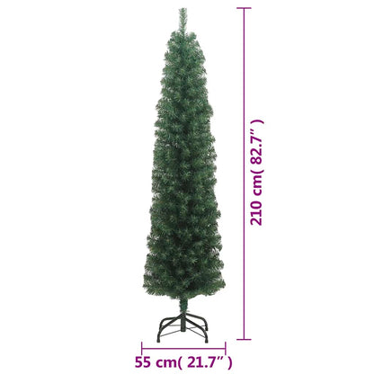 Kunstkerstboom met standaard smal 210 cm PVC groen