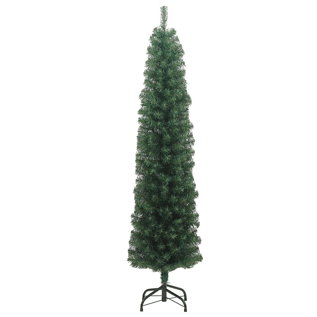 Kunstkerstboom met standaard smal 240 cm PVC groen