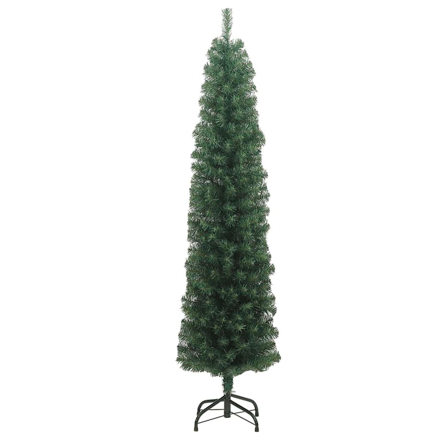 Kunstkerstboom met standaard smal 240 cm PVC groen