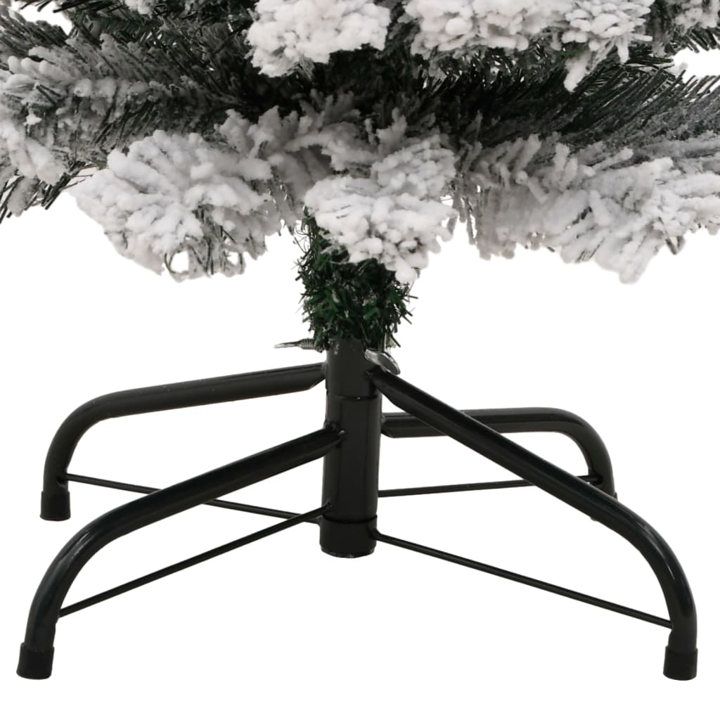 Kunstkerstboom Met Sneeuw Smal Pvc Groen En Wit 150 cm Basis