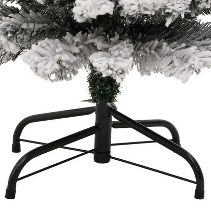 Kunstkerstboom Met Sneeuw Smal Pvc Groen En Wit 150 cm Basis