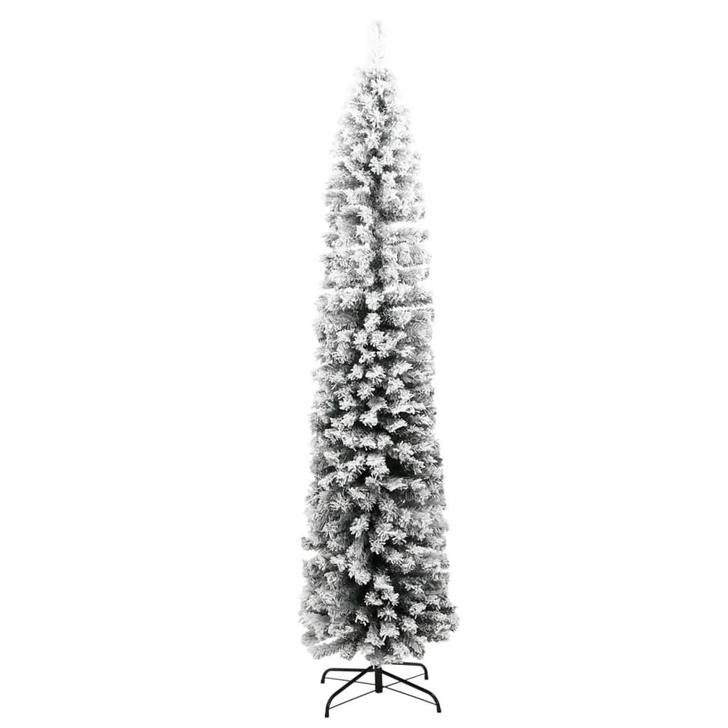 Kunstkerstboom Met Sneeuw Smal Pvc Groen En Wit 180 cm Basis