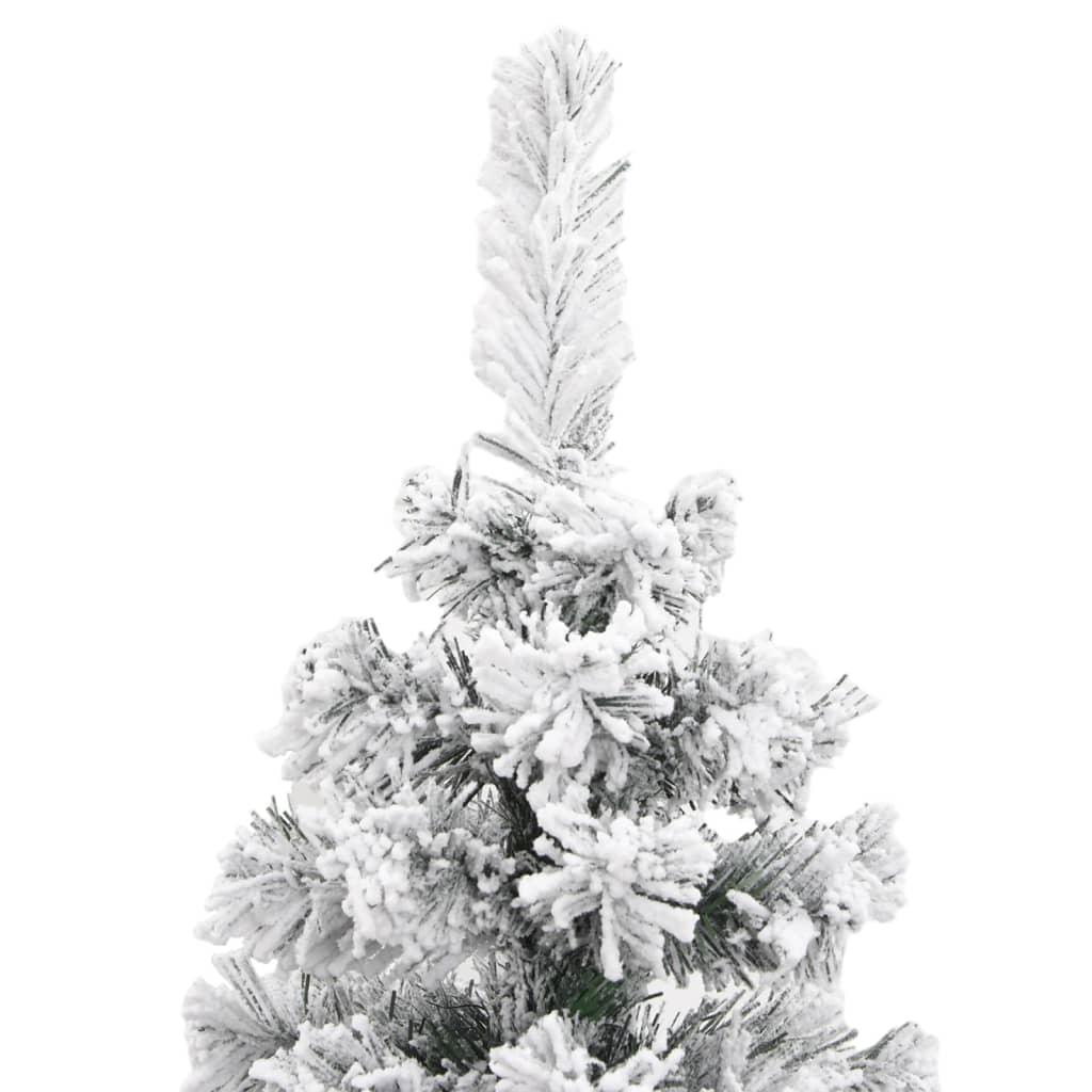 Kunstkerstboom Met Sneeuw Smal Pvc Groen En Wit 180 cm Basis