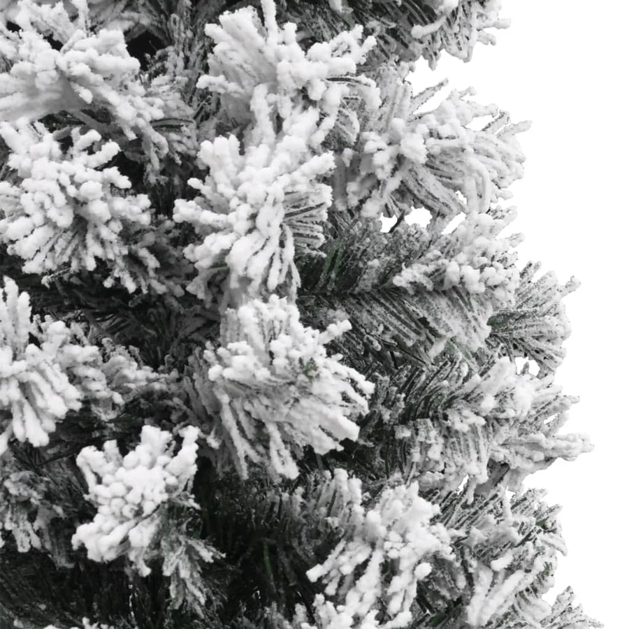 Kunstkerstboom Met Sneeuw Smal Pvc Groen En Wit 180 cm Basis