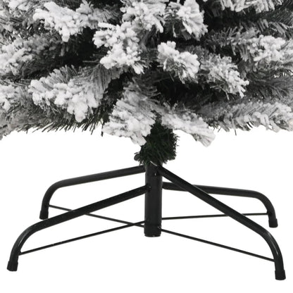 Kunstkerstboom Met Sneeuw Smal Pvc Groen En Wit 180 cm Basis