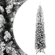 Kunstkerstboom smal 210 cm PVC groen met sneeuw