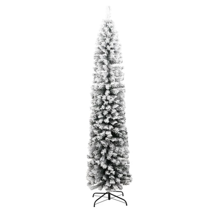 Kunstkerstboom Met Sneeuw Smal Pvc Groen En Wit 210 cm Basis