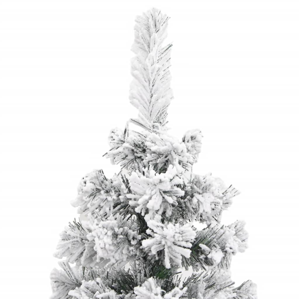 Kunstkerstboom Met Sneeuw Smal Pvc Groen En Wit 210 cm Basis