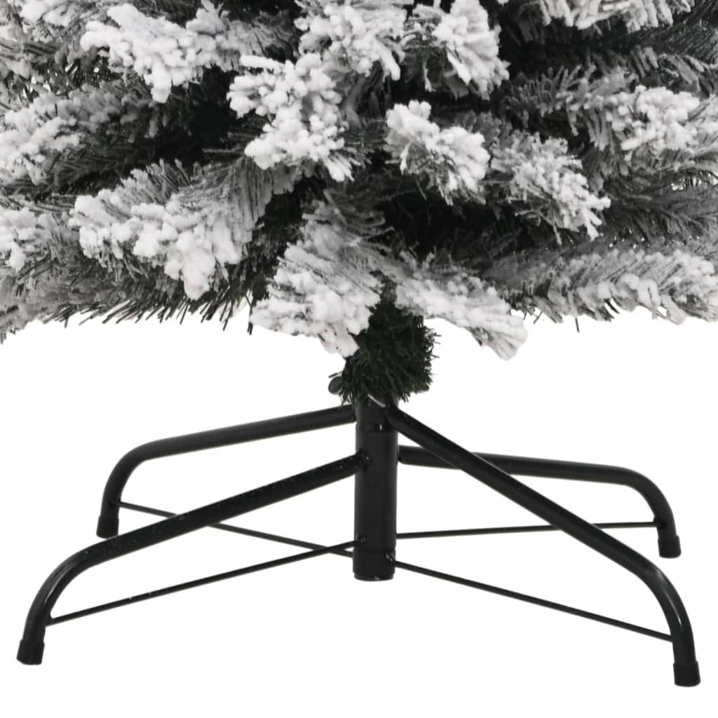 Kunstkerstboom Met Sneeuw Smal Pvc Groen En Wit 210 cm Basis