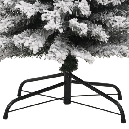 Kunstkerstboom Met Sneeuw Smal Pvc Groen En Wit 210 cm Basis