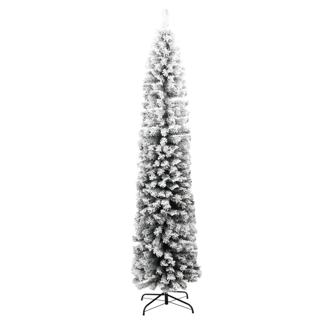 Kunstkerstboom Met Sneeuw Smal Pvc Groen En Wit 240 cm Basis