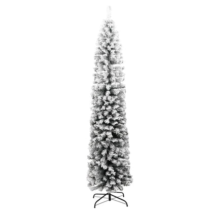 Kunstkerstboom Met Sneeuw Smal Pvc Groen En Wit 240 cm Basis