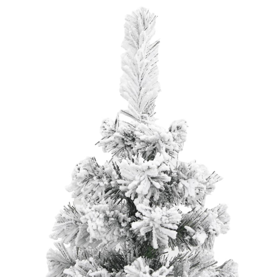 Kunstkerstboom Met Sneeuw Smal Pvc Groen En Wit 240 cm Basis