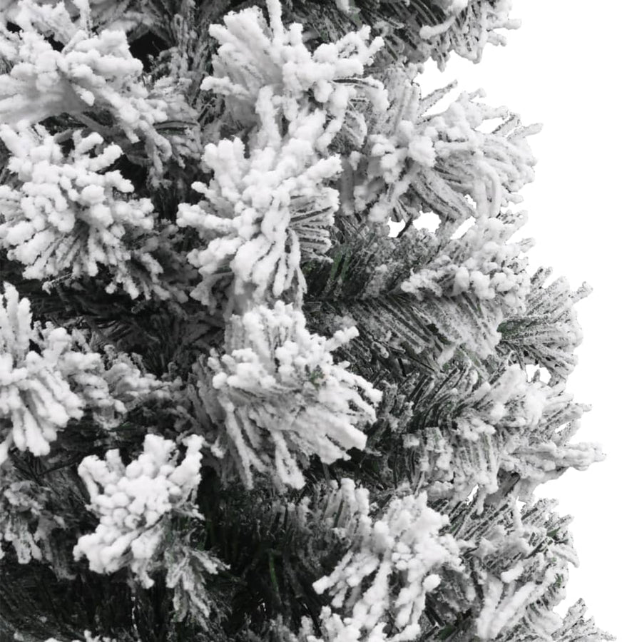 Kunstkerstboom Met Sneeuw Smal Pvc Groen En Wit 240 cm Basis