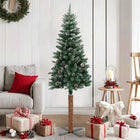 Christmas tree with real wood and snow slim 150 cm green