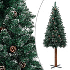 Kerstboom Met Echt Hout En Sneeuw Smal 20 Cm Groen 210 x 77 cm Met witte sneeuw