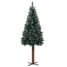 Kerstboom Met Echt Hout En Sneeuw Smal 20 Cm Groen 210 x 77 cm Met witte sneeuw