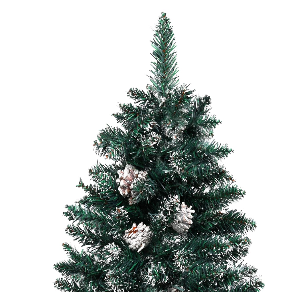 Kerstboom Met Echt Hout En Sneeuw Smal 20 Cm Groen 210 x 77 cm Met witte sneeuw