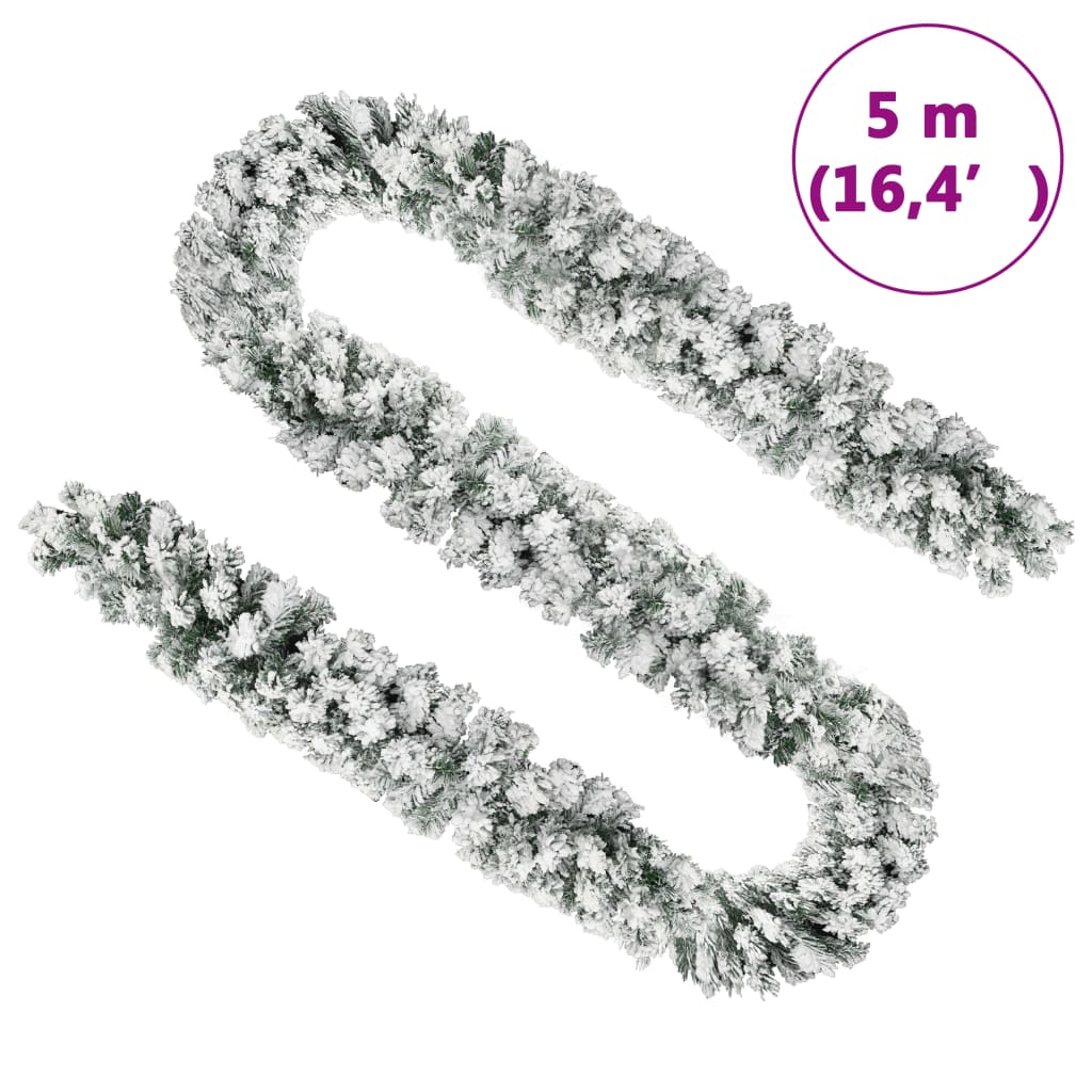 Kerstslinger Met Sneeuw Pvc Groen 5 m