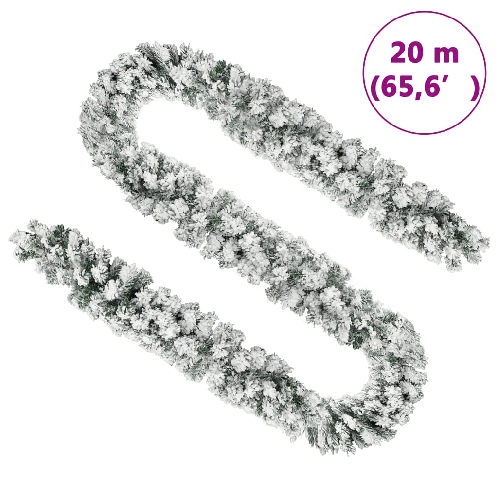 Kerstslinger Met Sneeuw Pvc Groen 20 m