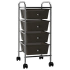 Storage trolley with 4 drawers mobile plastic black