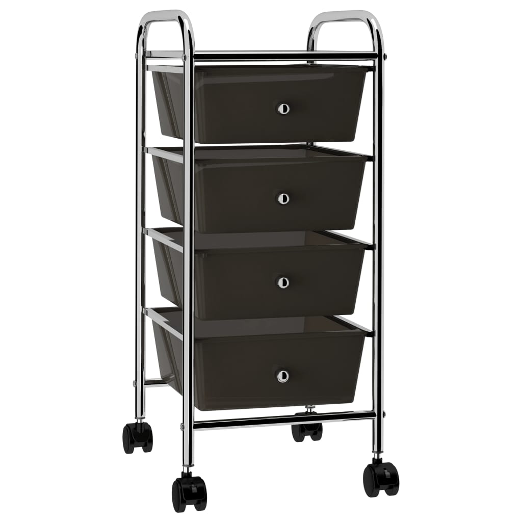 Opbergtrolley Met Lades Mobiel Kunststof 4 Zwart