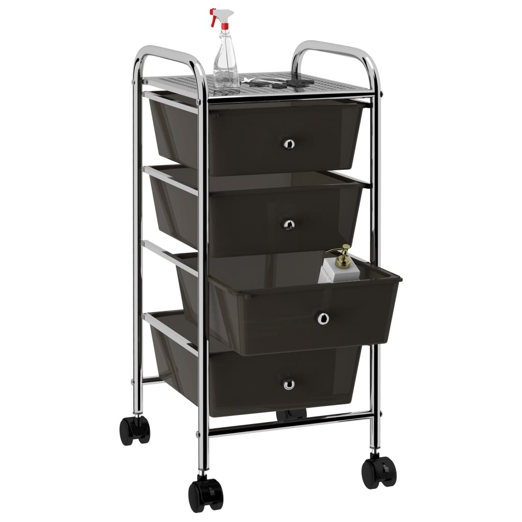 Opbergtrolley Met Lades Mobiel Kunststof 4 Zwart