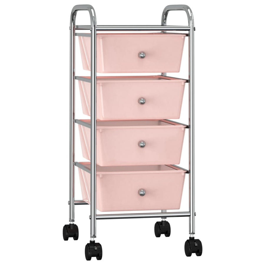 Opbergtrolley met 4 lades mobiel kunststof roze 4 Roze