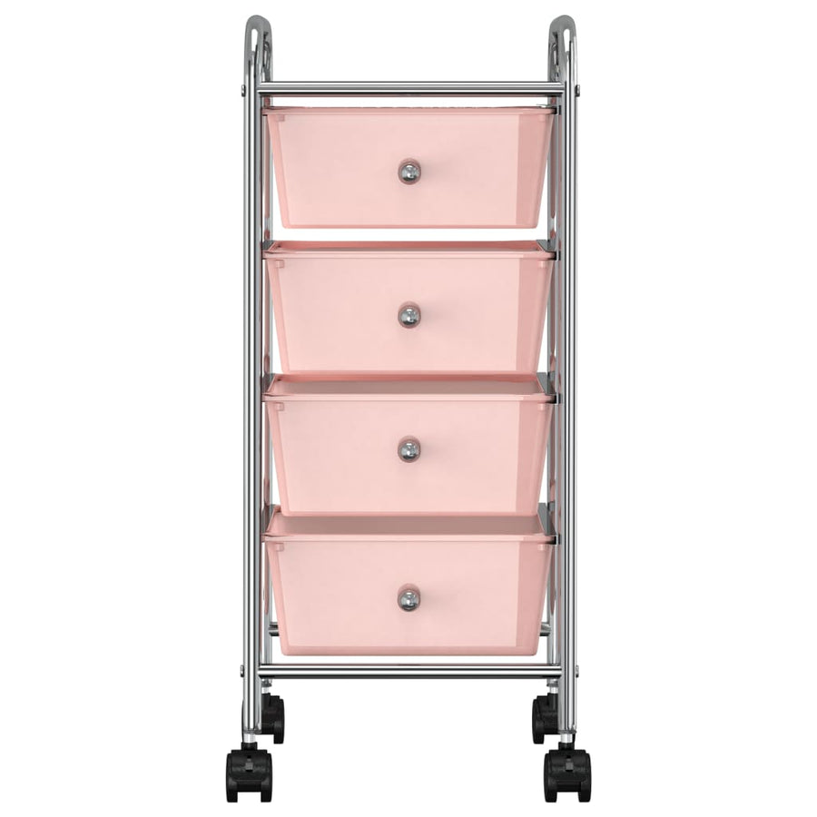 Opbergtrolley met 4 lades mobiel kunststof roze 4 Roze