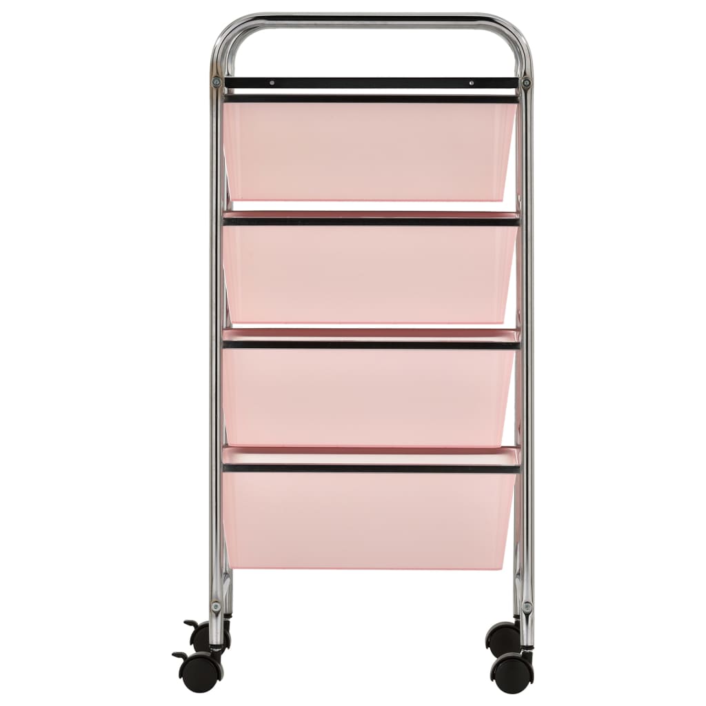 Opbergtrolley met 4 lades mobiel kunststof roze 4 Roze
