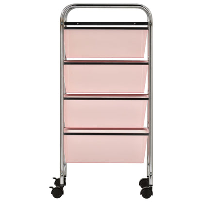 Opbergtrolley met 4 lades mobiel kunststof roze 4 Roze