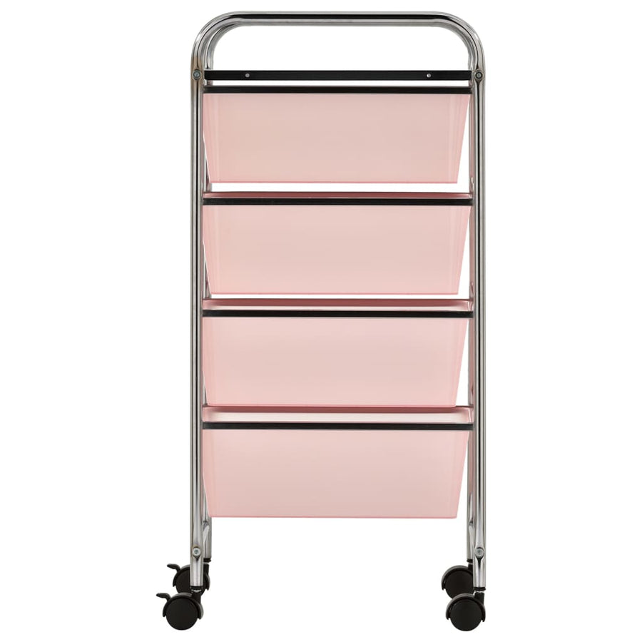 Opbergtrolley met 4 lades mobiel kunststof roze 4 Roze