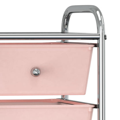 Opbergtrolley met 4 lades mobiel kunststof roze 4 Roze