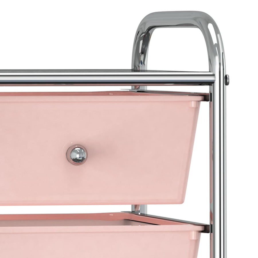 Opbergtrolley met 4 lades mobiel kunststof roze 4 Roze