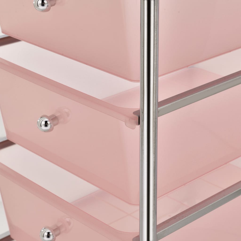 Opbergtrolley met 4 lades mobiel kunststof roze 4 Roze
