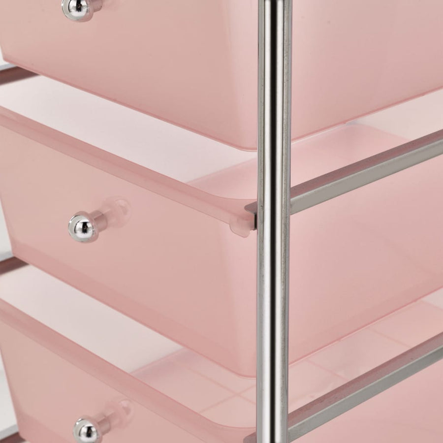 Opbergtrolley met 4 lades mobiel kunststof roze 4 Roze
