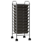 Opbergtrolley 10 lades kunststof zwart 32x36,5x90 cm