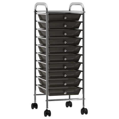 Opbergtrolley met 10 lades mobiel kunststof zwart 10 Zwart